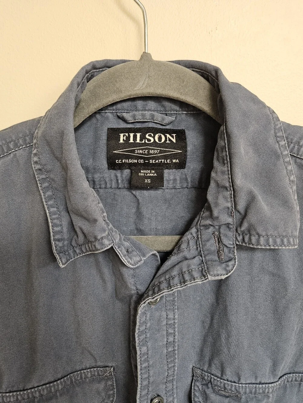 Filson Short Sleeve Field Shirt Button Down Petrol Blue Top Size XS